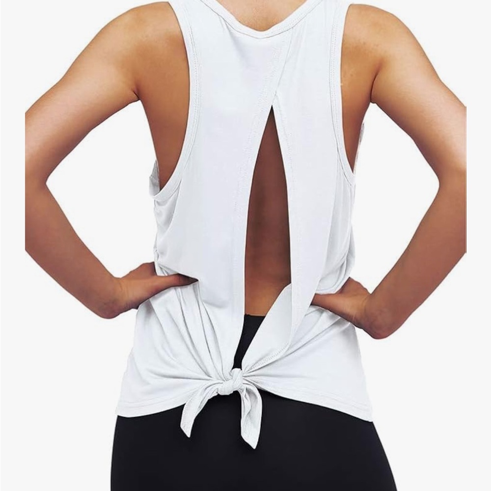 Womens Workout Yoga Tops Open Back Shirts Tie Back Tank Tops Adjustable Fit s